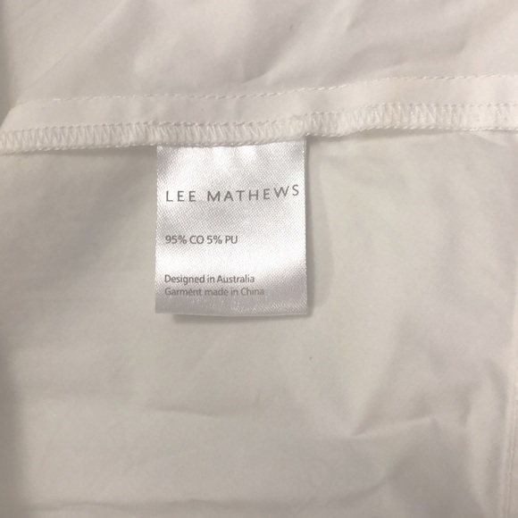 Lee Mathews 0 Dress White Cotton Long Sleeve Open Back Pockets Long Excellent - Picture 12 of 12